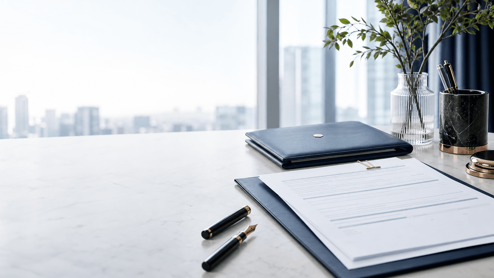 Dossier de financement hypothécaire sur un bureau notarial moderne